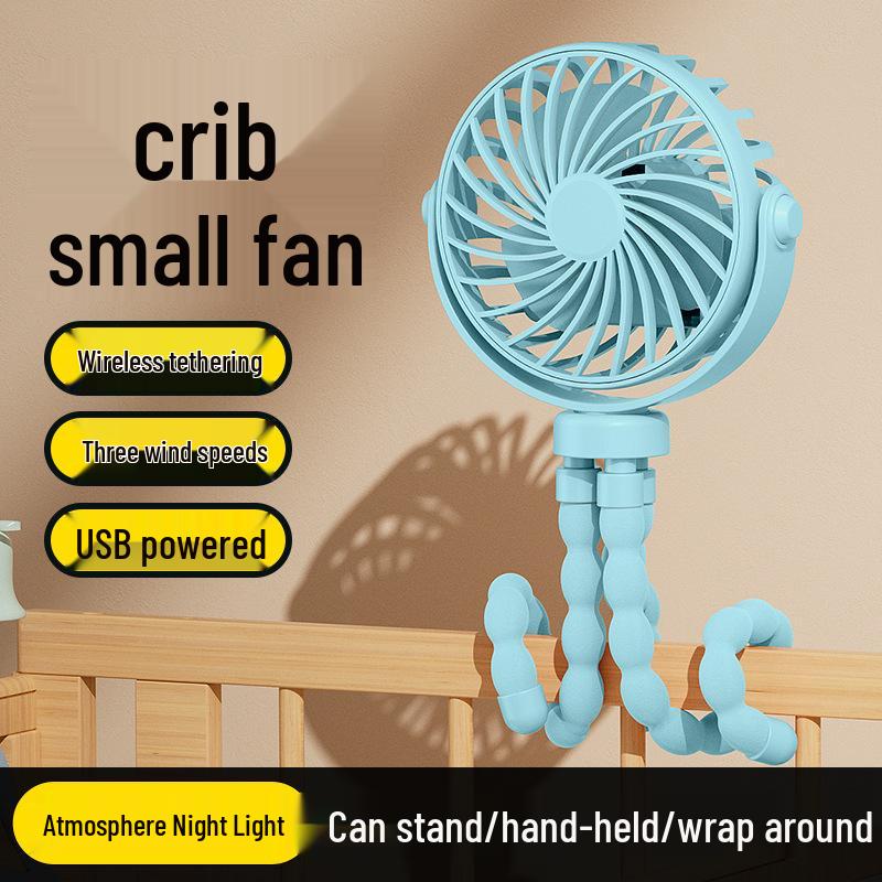 Leafless Octopus Stroller Fan: Portable, Silent, Anti-Pinch Baby Fan