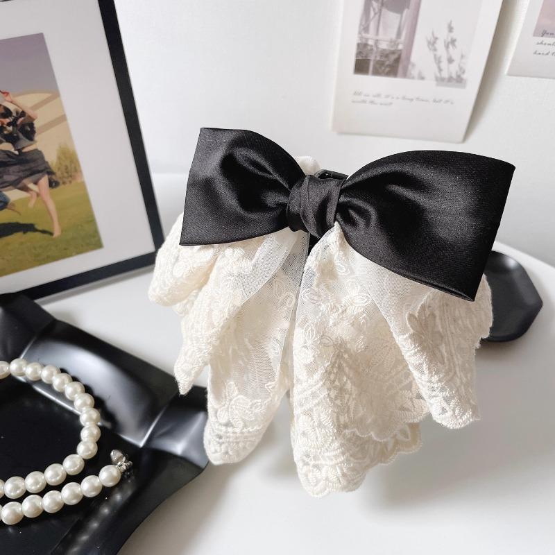 1 Piece Elegant Lace Bow Hair Claw Clip for Women Large Butterfly Hair Clip Ponytail Holder Sophisticated Updo Hair Accessories
