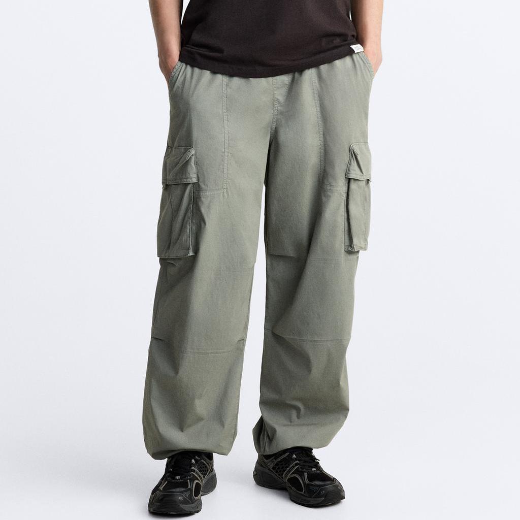 Zara Solid Color Comfortable Versatile Casual Pants Men bottoms Khaki-Green 1538325-505