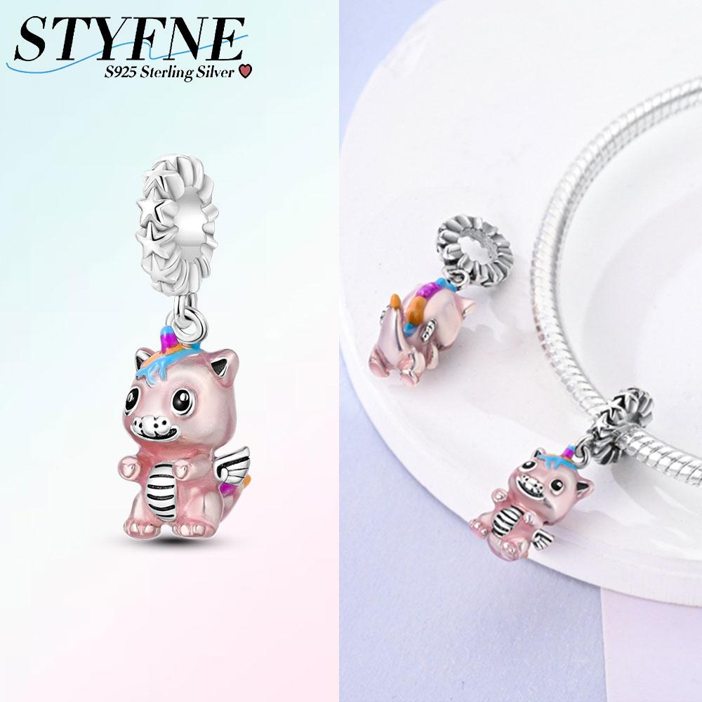 

Cute Pink Unicorn Baby Pendants Copper Original Beads Fit Original Charms Bracelet Bead Jewelry Gifts For Women