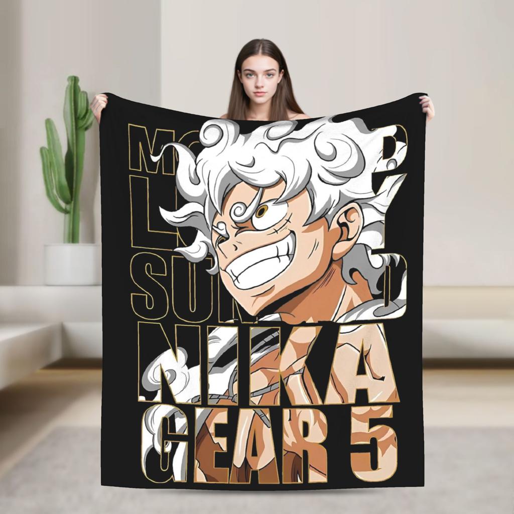 Luffy Gear 5 Flannel Throw Blankets  Blanket for Home Bedroom Soft Bedspread,