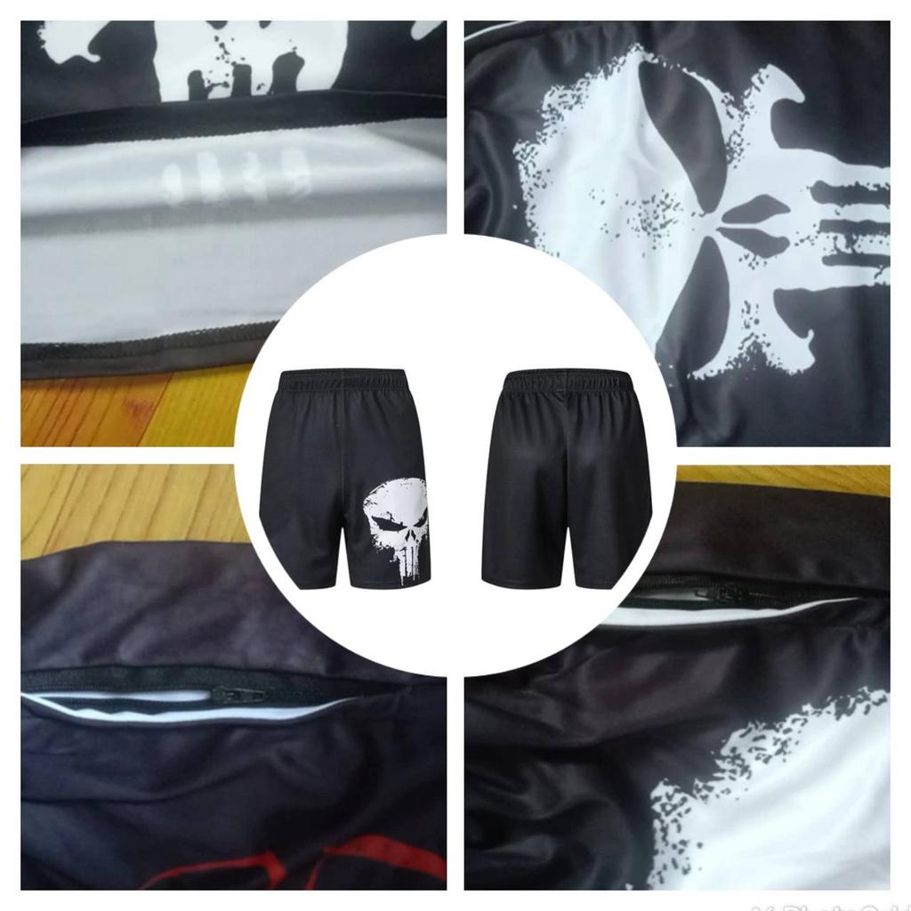 Boxing Shorts Men Gym Training Sport Kickboxing Fights Short Pant Super Hero 3D Pocket Zip Loose Fitness Running BJJ Mens Shorts