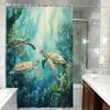 Ocean Turtle Theme Shower Curtain 12 Hooks For Room Home Hotel Washable Window Curtains Bathroom One Piece