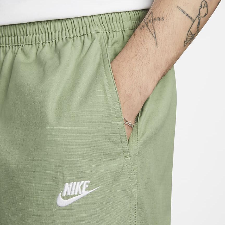 Nike Club Solid Logo Elastic Waist Straight Leg Casual Pants Men Bottoms Olive-Green DX0613-386