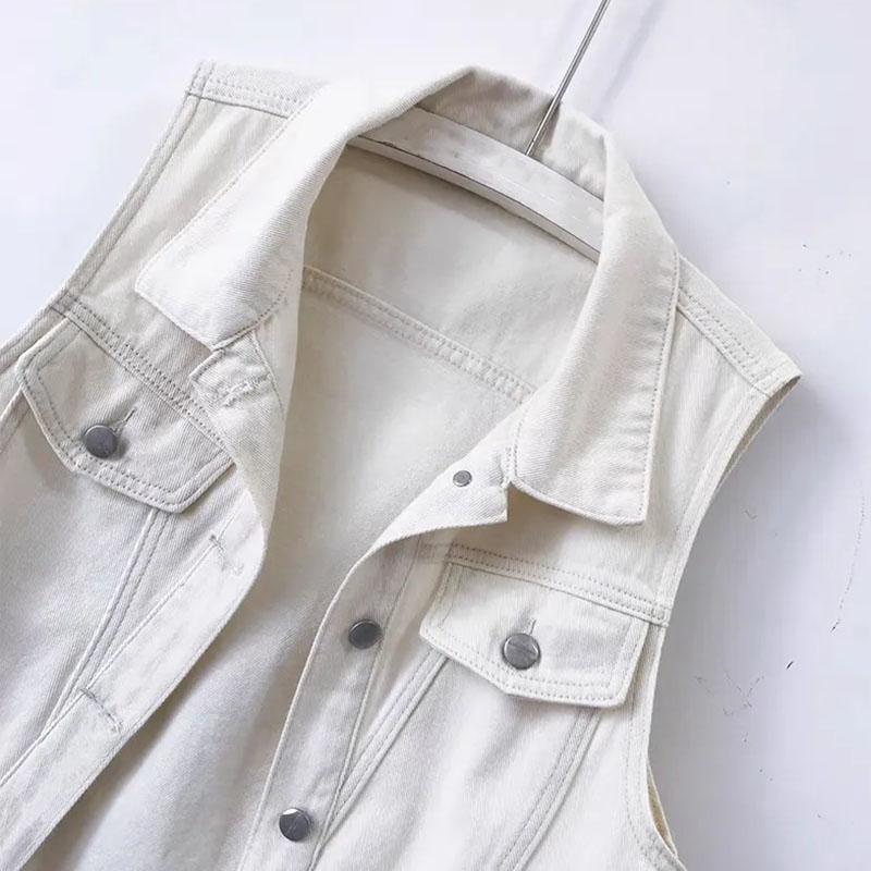 Vest Denim Women Summer Solid Color Casual Undershirt Sleeveless Jacket Tops
