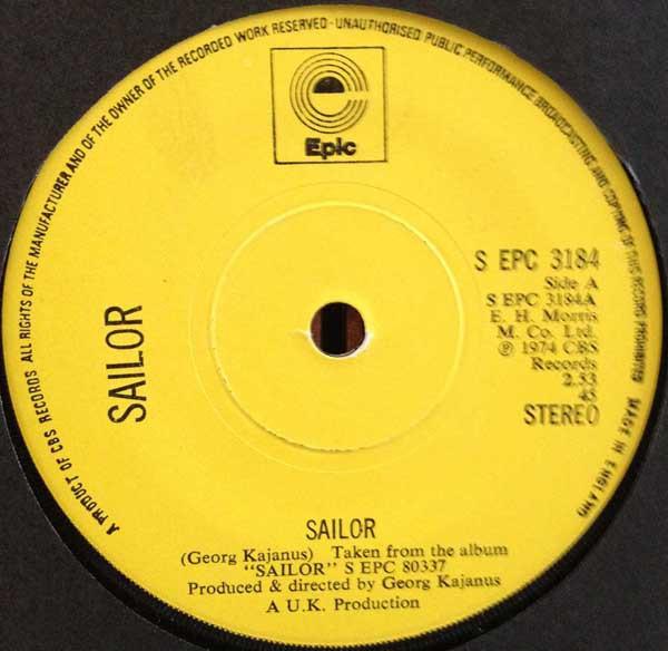 

7inch Record SAILOR Sailor SEPC3184 Epic 1975 UK Rock Used