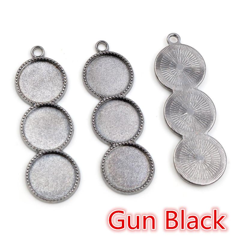 10pcs 12mm Inner Size Three Cameo Cabochon Blank Base Setting Pendant Bezel Trays DIY Necklace Pendant Jewelry Findings