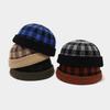 Herbst und Winter Retro kariert Jacquard gestrickt Vermieterhut gekräuselt vielseitig Melonenpelzmütze Herren und Damen Outdoor warm Wollmütze