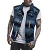 New Men's Denim Vest Casual Tooling Hole Locomotive Sleeveless Vest Top Men's Fashion