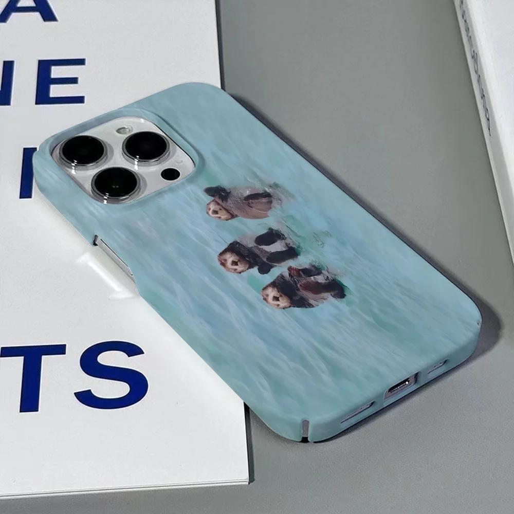 

Ins Cute Three Sea Otters Phone Case for iPhone 16 15 14 13 12 11 Pro Max XS XR XSMax 6 7 8 Plus Glossy HD Hard PC Cover iPhone 6 6s