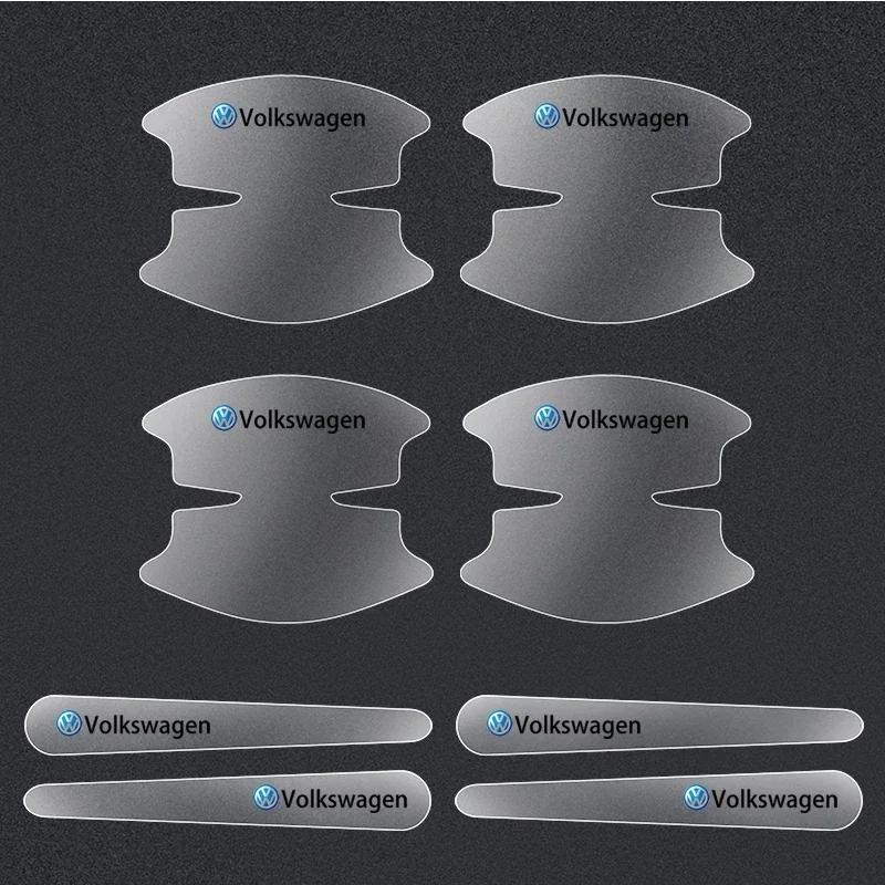 

8pcs Car Door Bowl Anti Scratch Sticker Auto Door Handle Protector Decals For Volkswagen VW Golf Polo Passat Tiguan Rline GTI