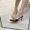 Summer Night Club High Heel Women Slippers Fashion CRYSTAL Open Toe Ladies Outdoor Dancing Party Prom Stripper Shoes