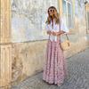 Plus-size Women Printing A-line Skirts Summer Loose Casual Elastic Waist Long Skirts Casual High Waisted Maxi Skirts