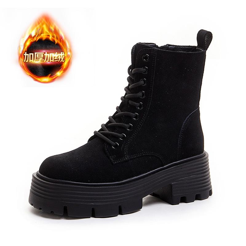 

Женские ботинки Мартина осень и зима новые на платформе кожаные короткие ботинки британские замшевые модные универсальные ботинки-локомотивы 41