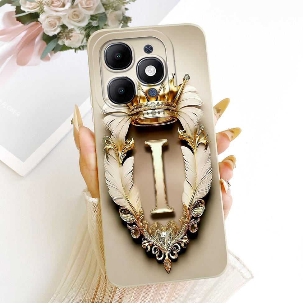 For ITEL A6610L Cover For ITEL A90 4G Case Silicone Luxury Crown A-Z Letters 2D Flat Pattern Soft Phone Case For ITEL A 90 4G