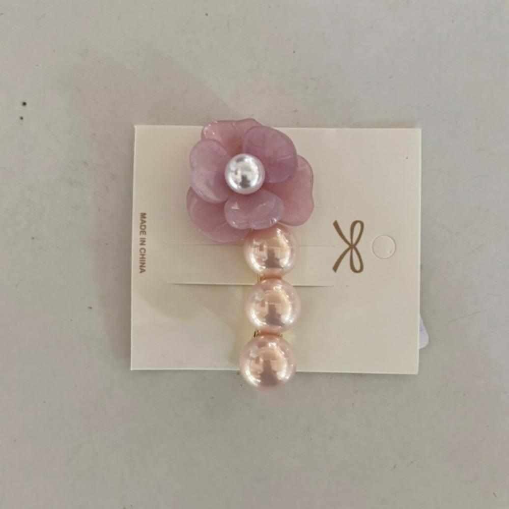 Acetate Flower Hair Clip Korean Style Duckbill Clip Cute Camellia Pearl Side Clip  Daily