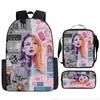 Taylor Swift Themed Kids School Backpack Set Elementary Students Oxford Fabric Breathable Lightweight With Padded Straps