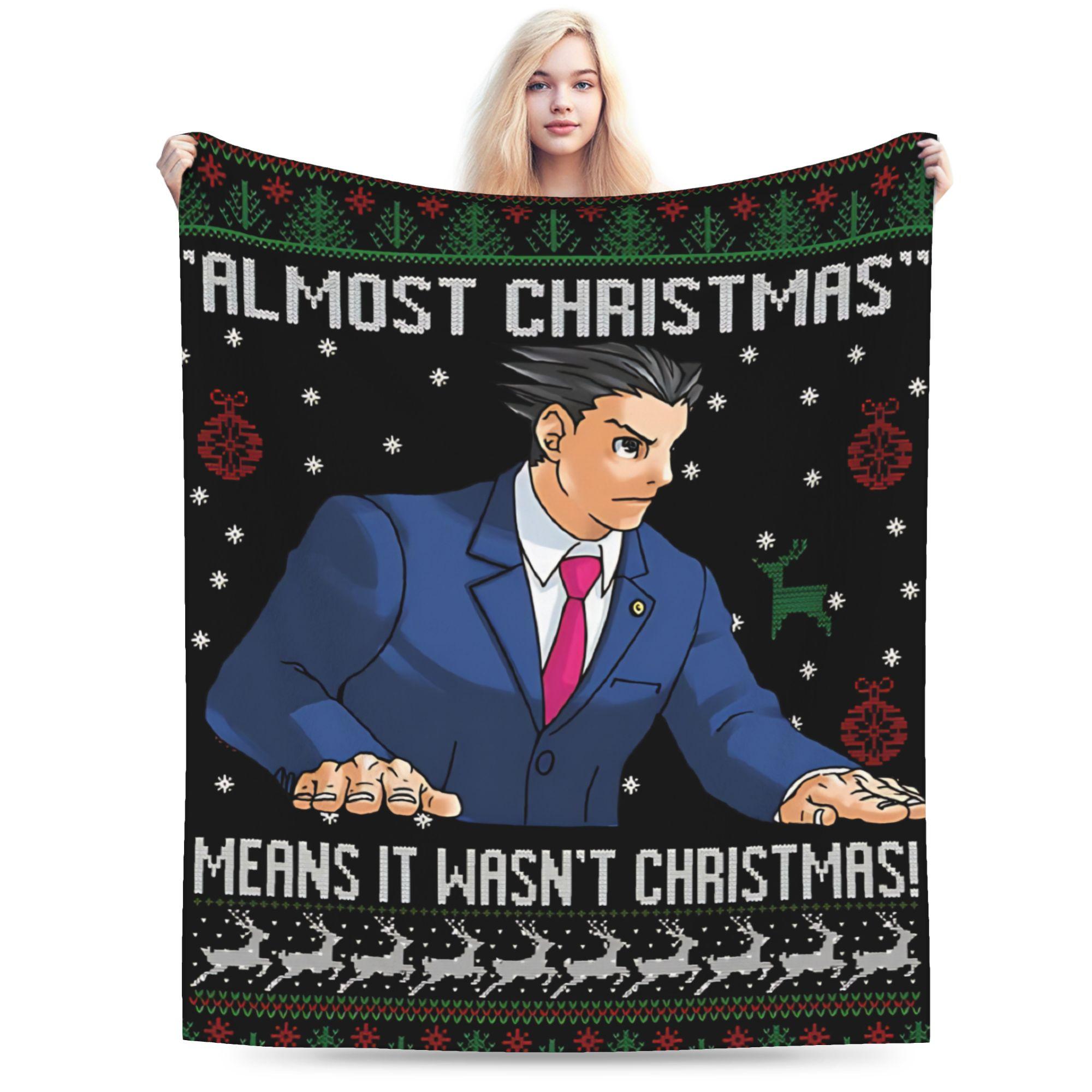 

Super Soft Phoenix Almost Christmas Means Throw Blanket Premium Flannel Ace Attorney Bed Blanket Cozy Plush Bedspread All Season 75x90cm