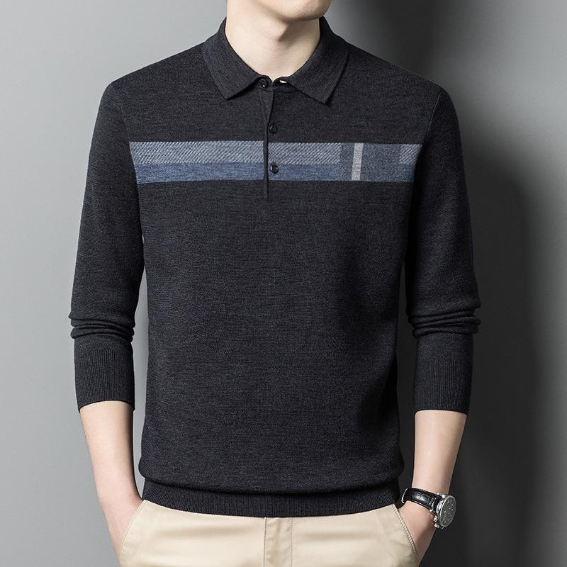

Осенне-зимний мужской шерстяной свитер с лацканами и внутренней полоской, толстый мужской шерстяной свитер 4XL