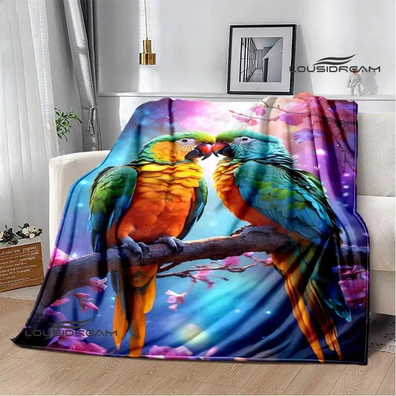 3D Parrot Cute Printed Blankets Picnic Blanket Warm Flannel Blankets Soft and Comfortable Blanket Bed Linings Birthday Gift