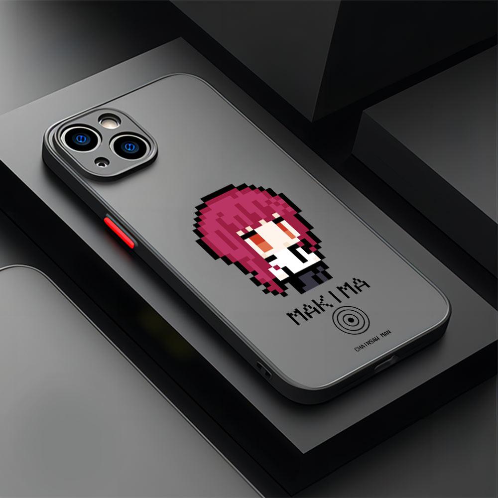 Pixel Style Cute Chainsaw Man Phone Case For iPhone 17 Air 16 e 15 14 13 12 11 Pro Max Plus Mini SE 2020 2022 Transparent Cover