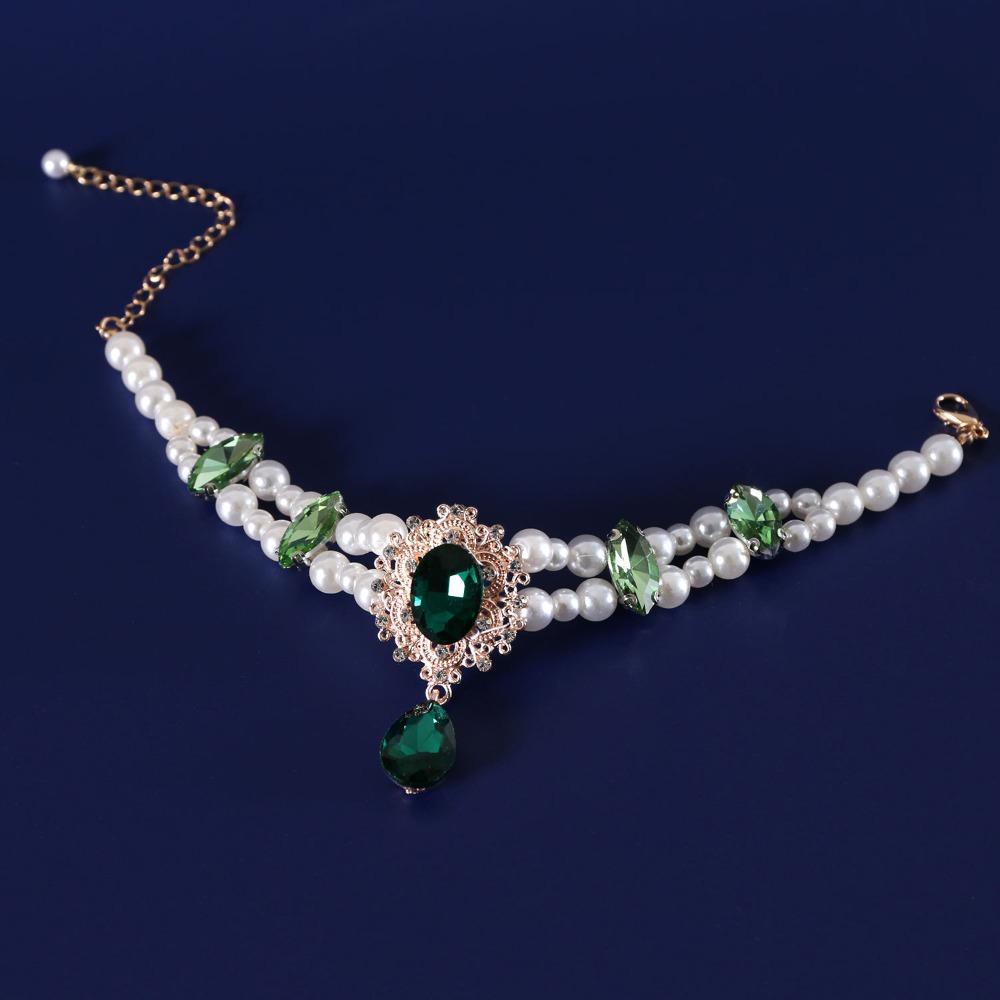 

Adjustable Pet Pearl Collar Water Droplet Shape Luxury Pet Jewelry Gemstone Pet Necklace Wedding S зелёный
