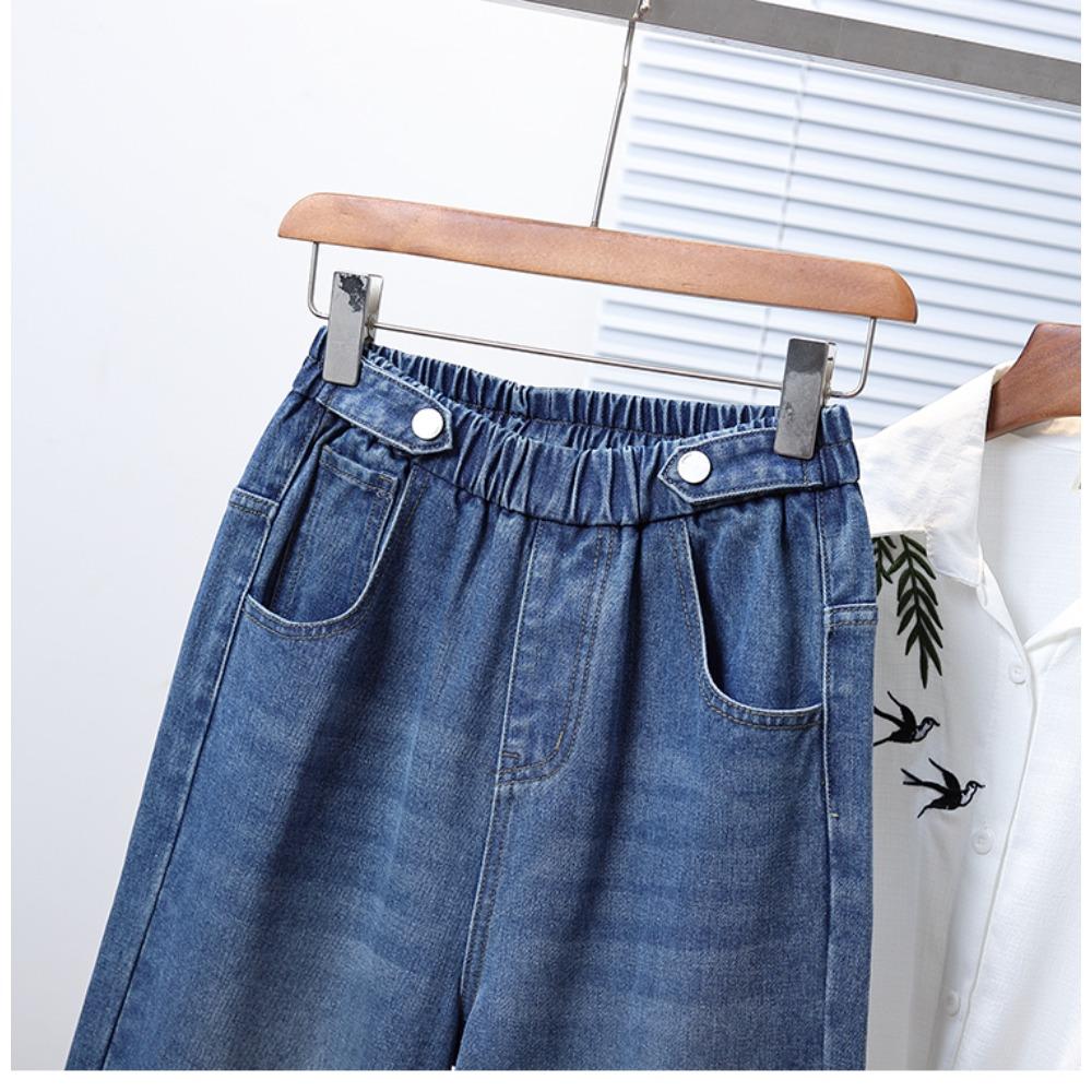 DIMANAF 2025 Plus Size Autumn Women Jeans Pants Denim Female Elastic Basic Blue High Waist Trousers Oversize Fashion New Pants 5XL