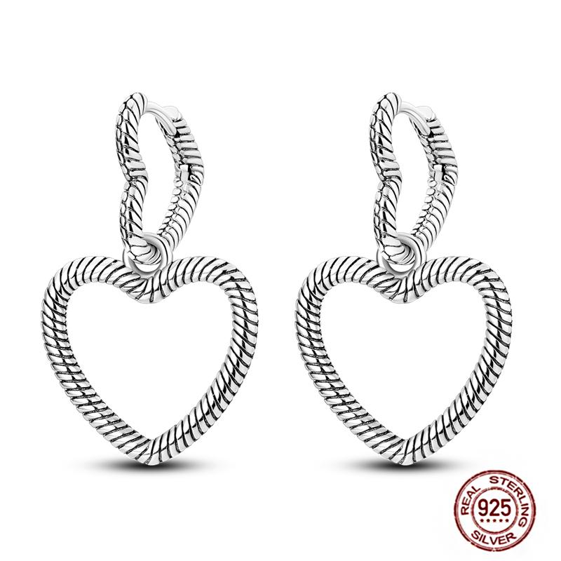 Hoop Earrings for Women Sparkling Pave CZ Heart-shaped Series Round Love Fit Original Wedding Drop Earring Jewelry