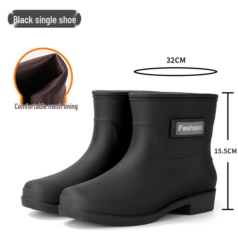 Women's British Fashion Mid-Calf Waterproof Rubber Rain Boots - Non-Slip, Warm Frosted Overshoes for Kitchens and More
