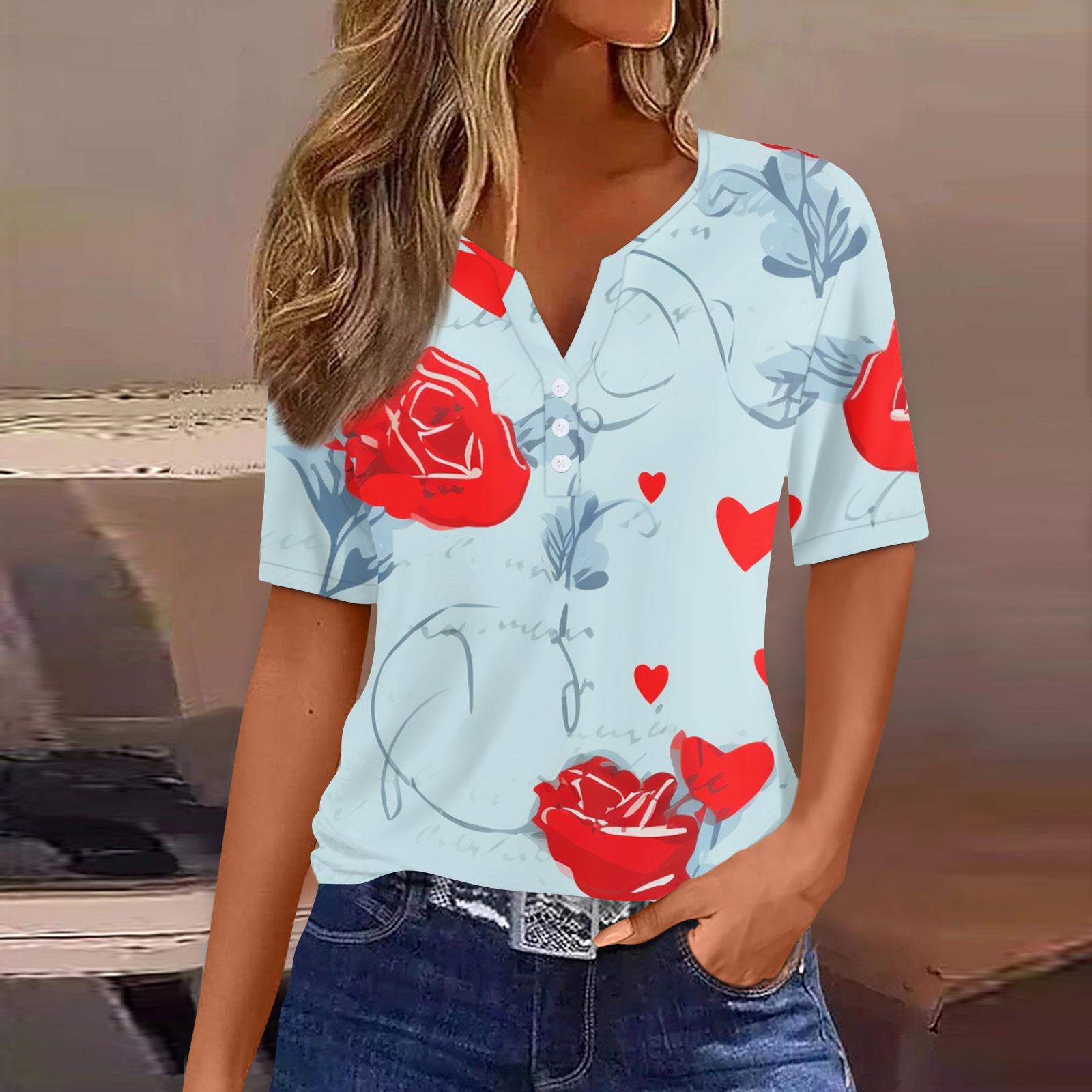 

Women s T Shirt Tee Print Button Short Sleeve Daily Weekend Fashion Basic V- Neck Regular Top St. Patrick s Day XXL зелений