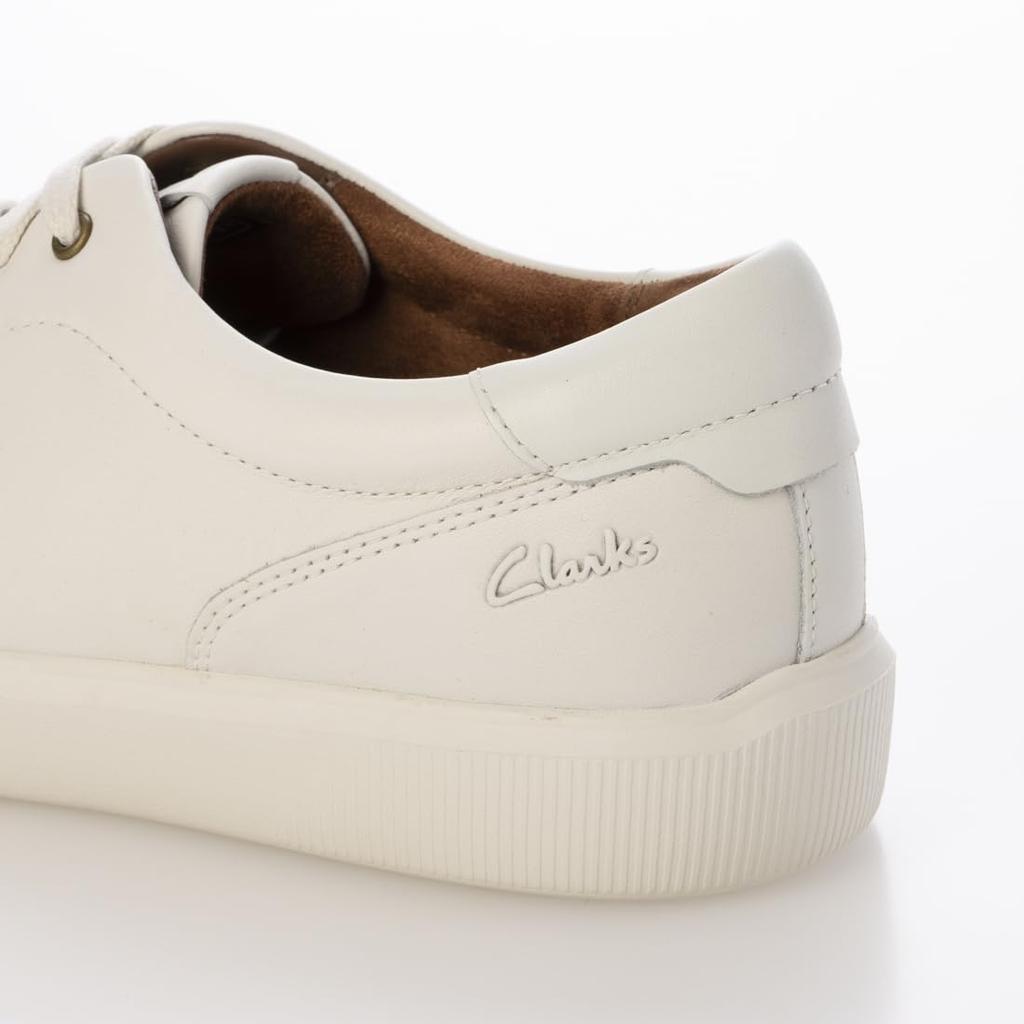 [Clarks] Leather Sneakers, Brodin Lace, Lightweight, Comfortable for Walking, Men's, White Leather, Size 26.0 cm