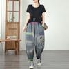 Plus Size Vintage Patchwork High Waist Casual Loose Women Spring Summer Autumn Jeans Denim Harem Pants