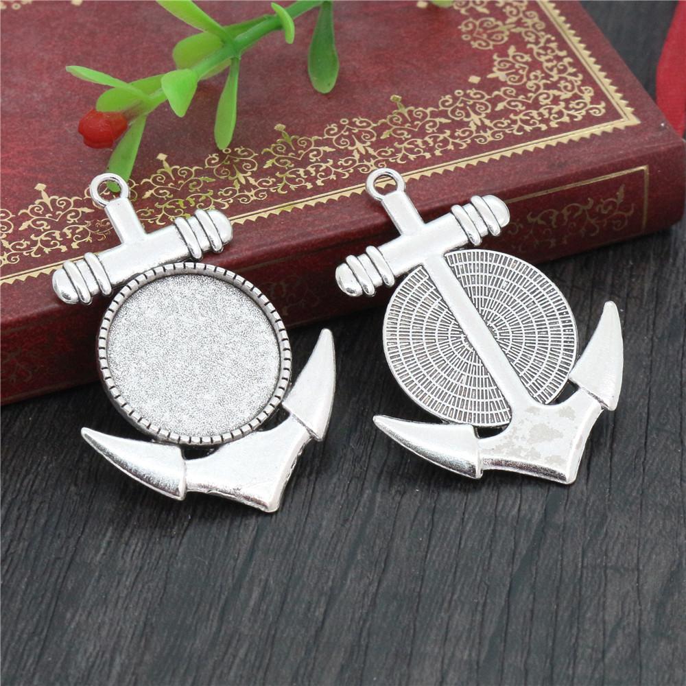10pcs 20mm Inner Size Antique Silver Plated And Bronze Colors Pattern Style Cabochon Base Setting Charms Pendant