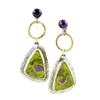 Vintage Ethnic Style Inlaid Amethyst Hanging Earrings Fashion Geometric Enamel Handmade Earrings