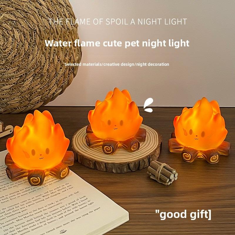 Christmas Campfire LED Candle Night Light Festive Ambient Decor Lamp Perfect Xmas Gift & Desktop Ornament for Holiday Atmosphere