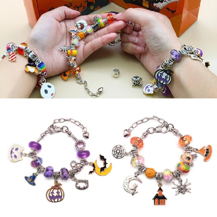 Horror Charm Bracelet DIY Halloween Link Chain Pumpkin Black Cat Bracelets