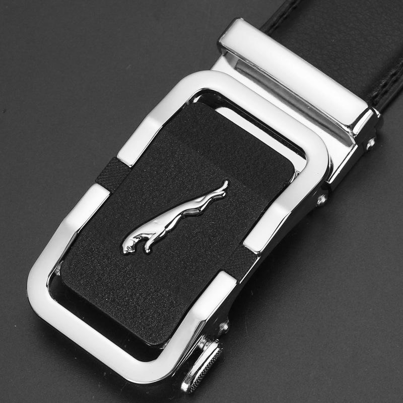 Leopard Frosted Automatic Buckle Two Layer Cowhide Belt Men's Cowhide Belt