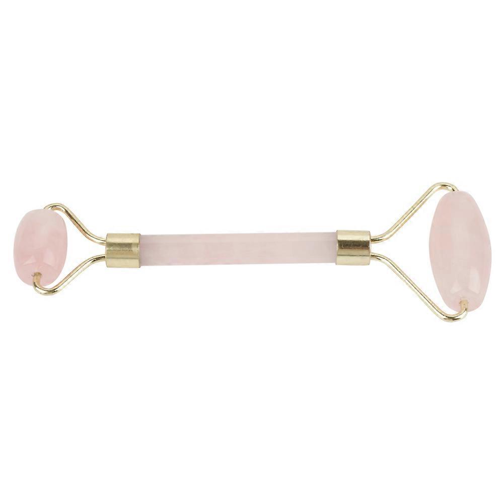 Natural Double Head Rose Quartz Jade Stone Roller & Scrapping Plate Face Massage Tool Kit