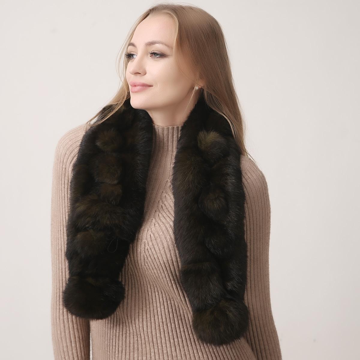 

Зимняя теплая шаль из натурального меха кролика, шарф, уличные женские шарфы 110x14cm зелёный