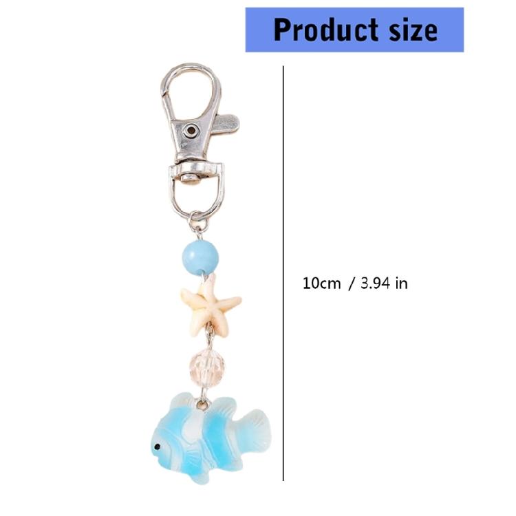 Vibrant Sea Creature Key Holder Creative Starfish Clownfish Design Resin Alloy Keyring For Everyday Use