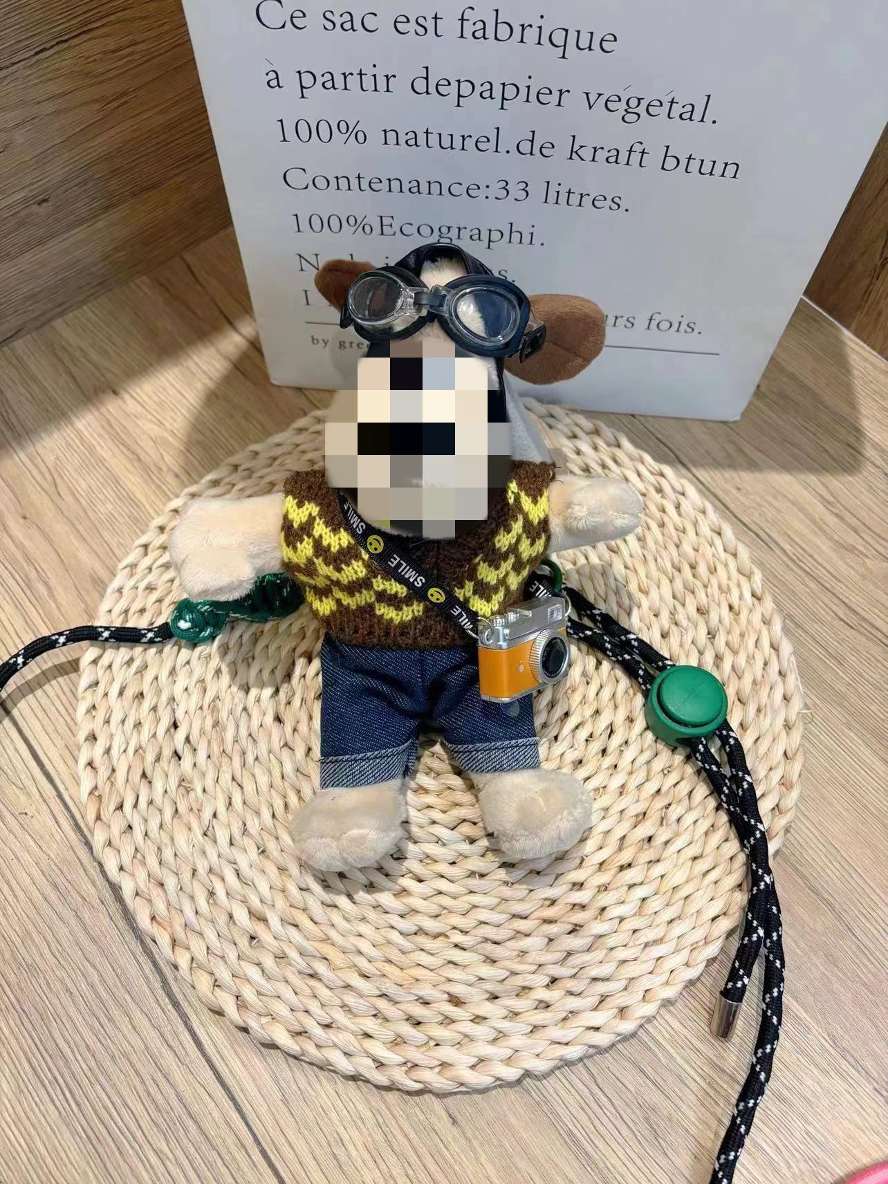 

23 см большая плюшевая игрушка собака камера подвеска - стиль через плечо с задней клипсой