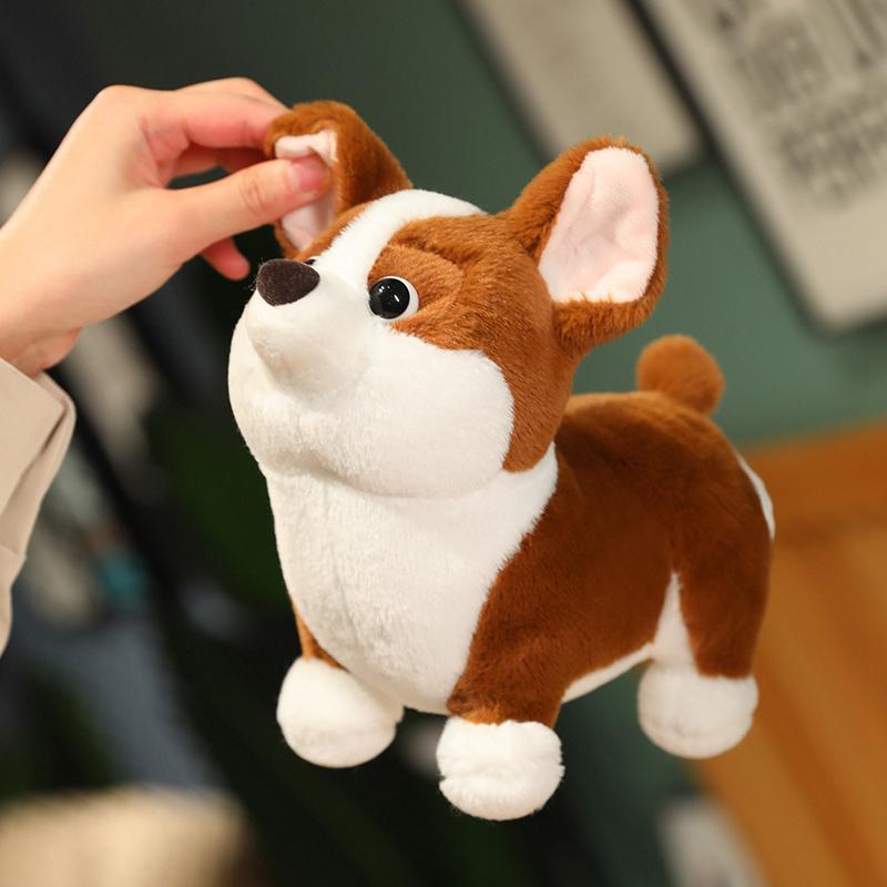 Cute Simulation Dog Stuffed Animal Brown Short Legs Corgi Stuffed Animal Decoration Home for Children's Christmas Gifts