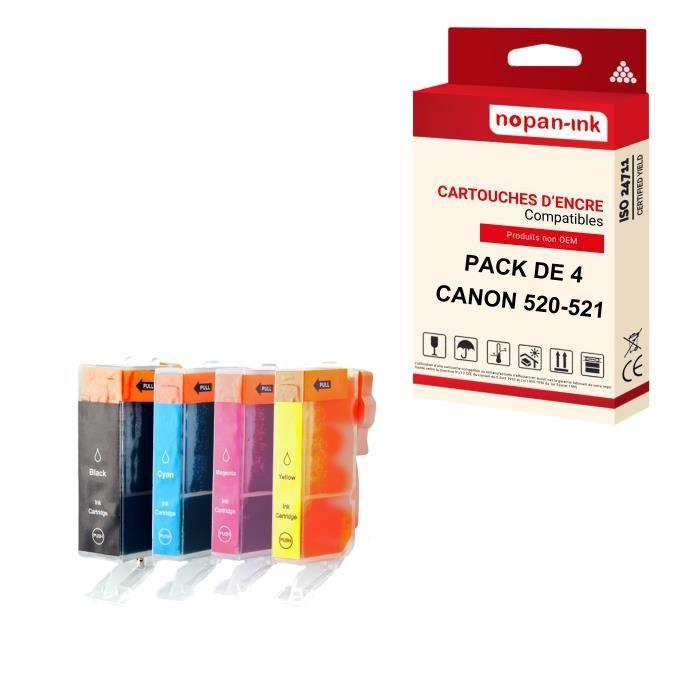 

NOPAN-INK - x4 Cartouches CANON 520BK XL + 521C XL + 521M XL + 521Y XL compatibles Canon Pixma IP 3600, IP 3600 Series, IP 4600, IP