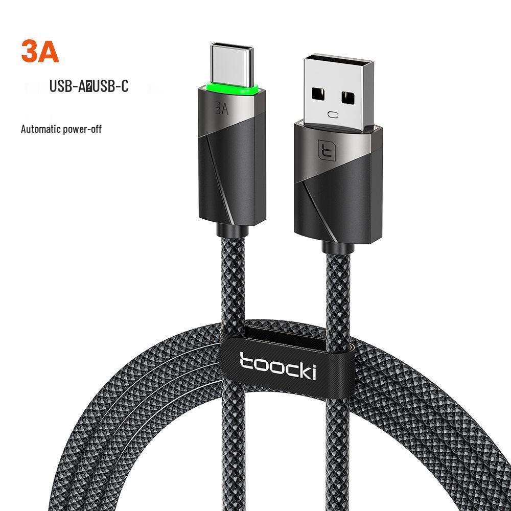 

Toocki Aluminum Alloy Smart Power-Off USB-C Fast Charging Data Cable with Light, 3A Capacity