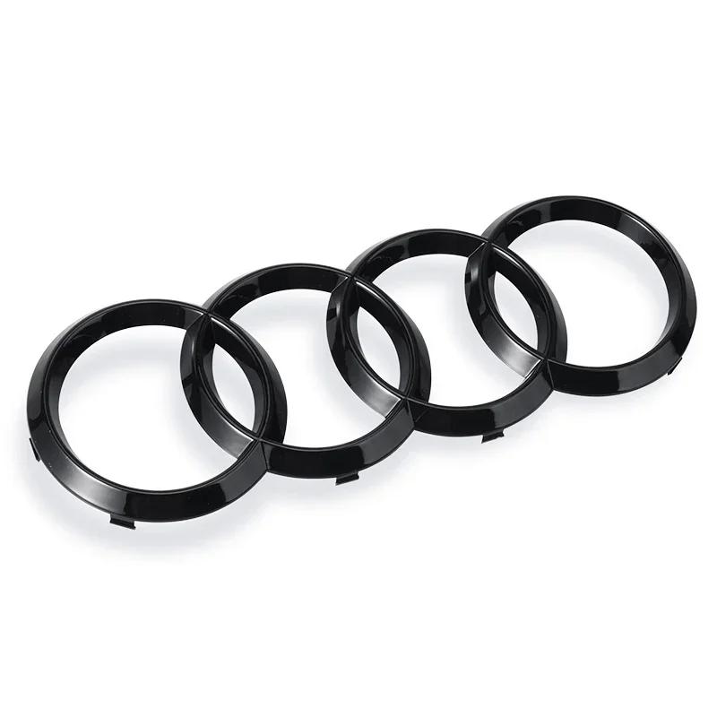 For Audi A3 A4 A5 A6 A7 Q2 Q3 Q5 Q8 TT ABS Black Hood Front Bonnet Grill Rear Trunk Emblem Logo Badge Sticker Decal 4 Ring Logo