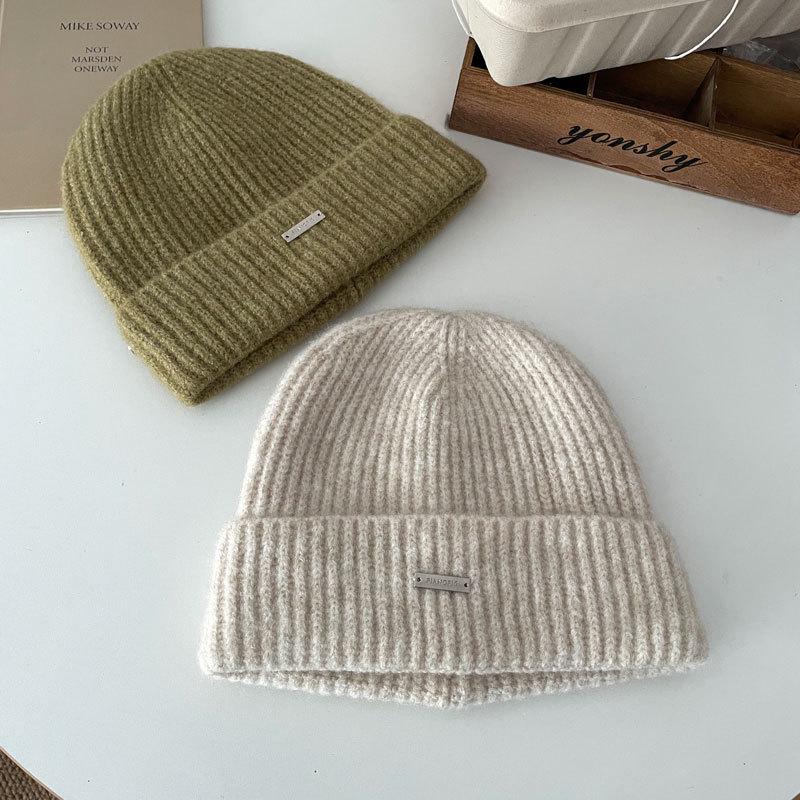 Weiche Damen-Strickmütze aus Wollmischung - Japanischer Stil, Vielseitige & Warme Retro-Wintermütze.