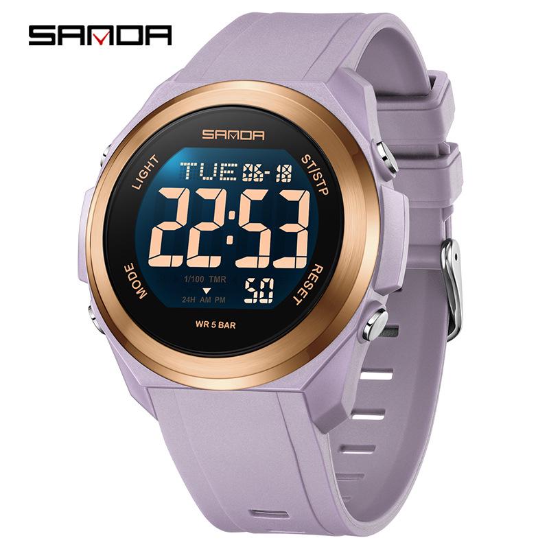 Sanda Unisex Student Party Watch: Colorful Lights, Multi-functional, Waterproof Sports Electronic Watch