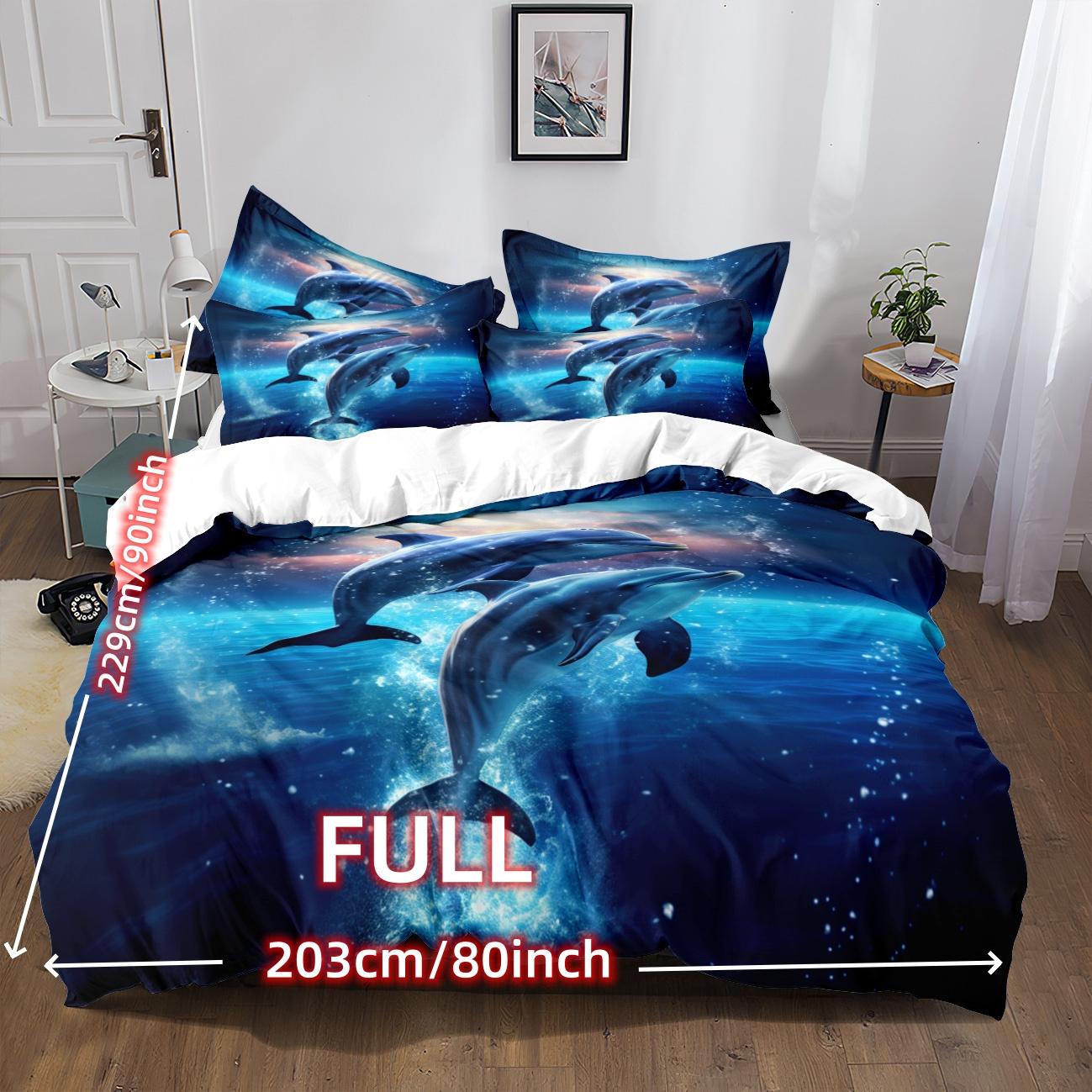 

Комплект пододеяльника из 3 предметов, ультрамягкий, с 3D-принтом дельфинов - Роскошный комфорт, реалистичный дизайн - Идеально подходит для спален и гостевых комнат Eu Single135x200cm