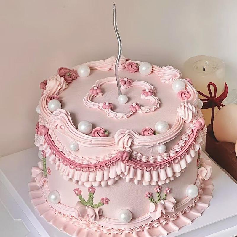 Korean Retro Decorated Small Fresh Simulation Birthday Cake Model Plastic Decoration Showcase Sample Display Photography Props