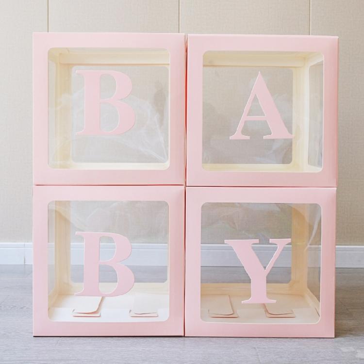 Set of 4 Baby Boxes with Letters Wedding Birthday Party Decoration Photo Props